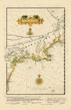 Eastern Seaboard Chart 1616 Reprinted in 1841 Virginia to Maine